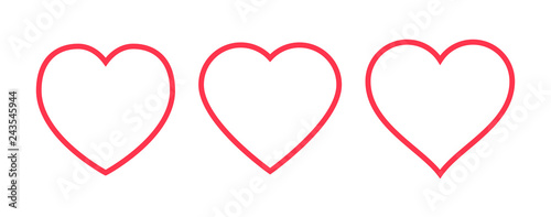 Red heart Icon isolated on white background. Set of love symbol for web site logo, mobile app UI design