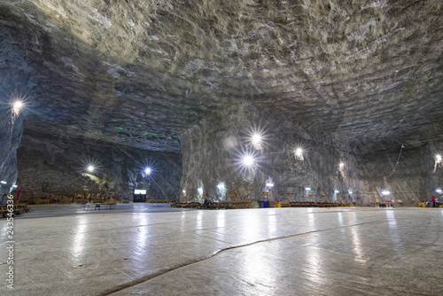 Illuminated old Salt mine for tourists