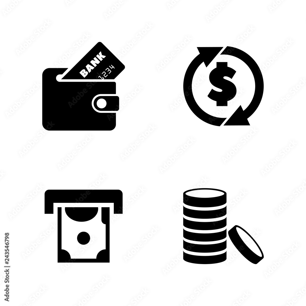 Money, Coins and Dollar. Simple Related Vector Icons Money, Coins and Dollar. Simple Related Vector Icons