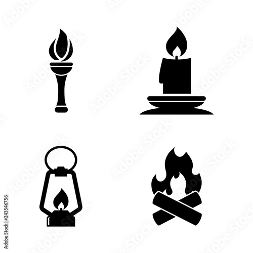 Fire Light Source. Simple Related Vector Icons