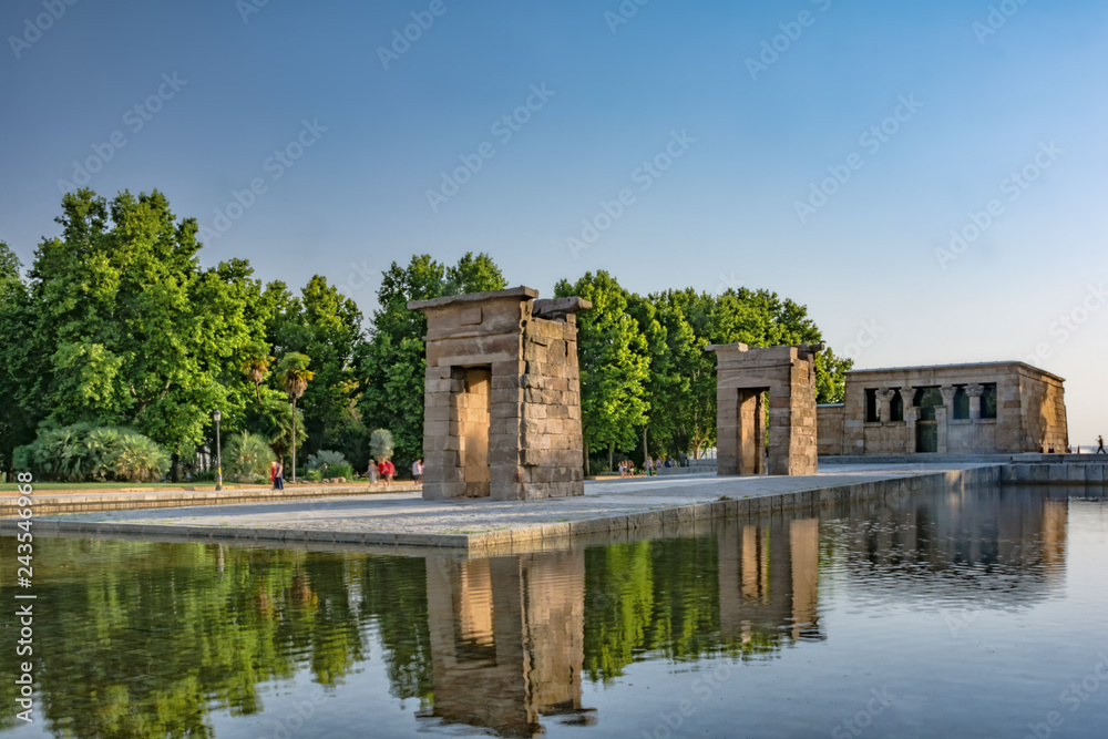 Ancient Egyptian Debot temple at sunset. One of the most main sightweeing monuments in Madrid, Spain. Ancient Egyptian Debot temple at sunset. One of the most main sightweeing monuments in Madrid, Spain.