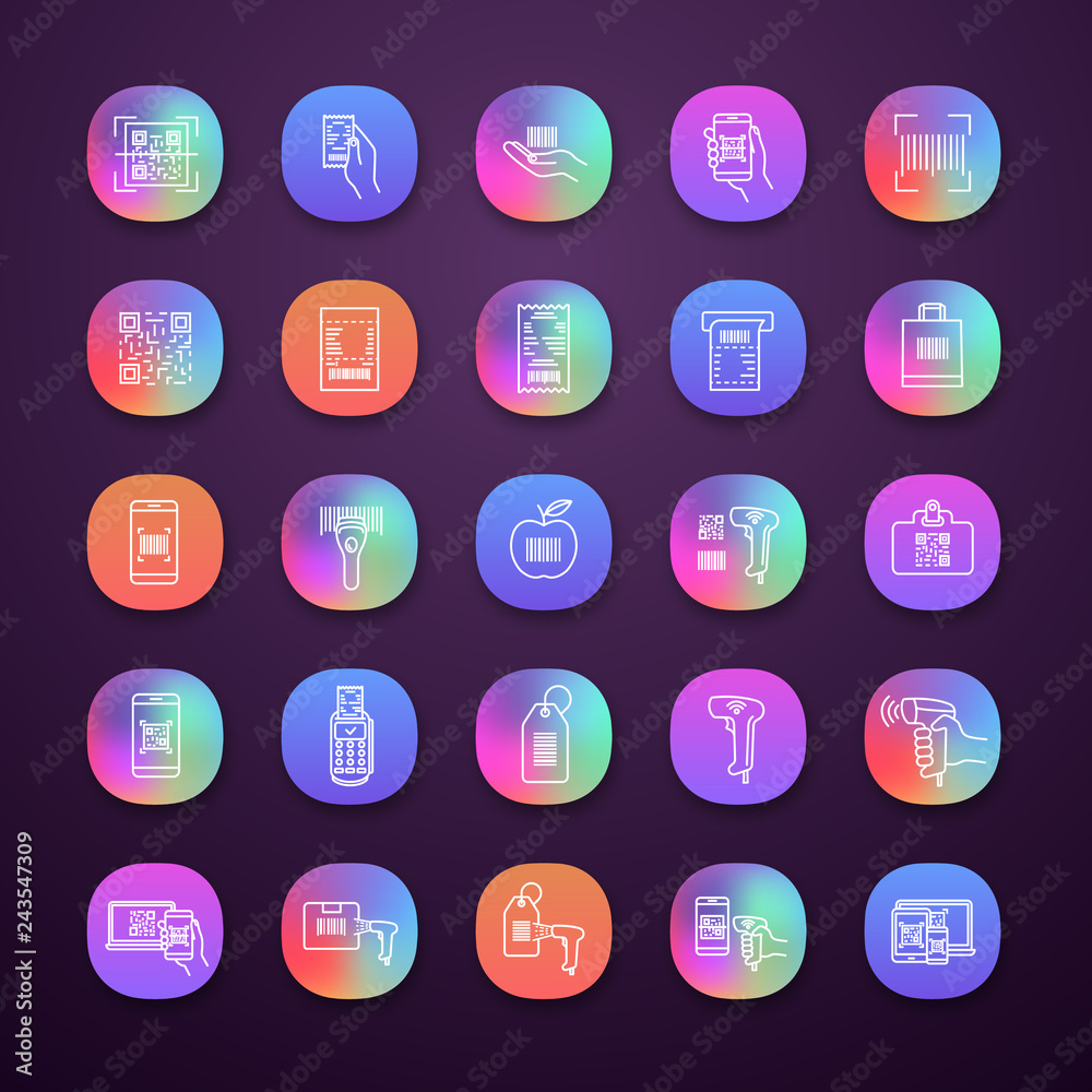 Barcodes app icons set Barcodes app icons set