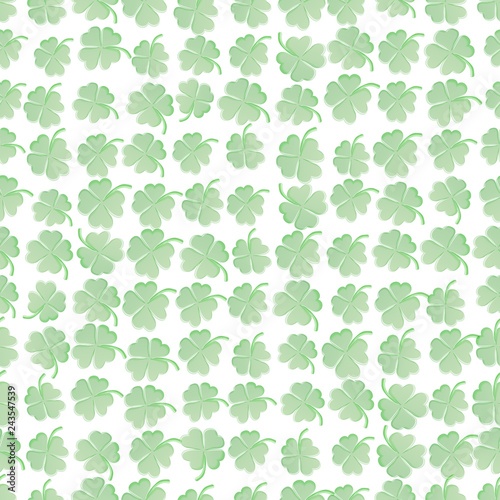 St Patricks Clover seamless pattern green clover isolated on white background
