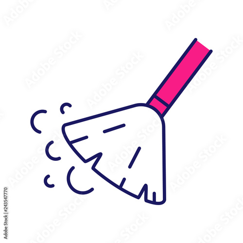 Sweeping broom color icon