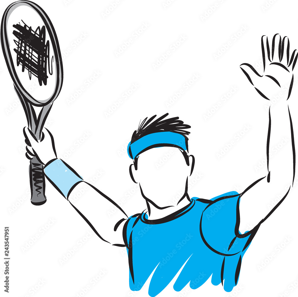 WINNER CONCEPT TENNIS PLAYER VECTOR ILLUSTRATION WINNER CONCEPT TENNIS PLAYER VECTOR ILLUSTRATION