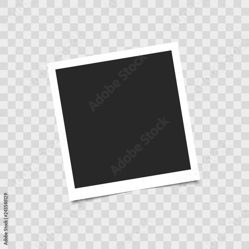 Realistic empty photo frame on transparent background. Vector illustration for your design.