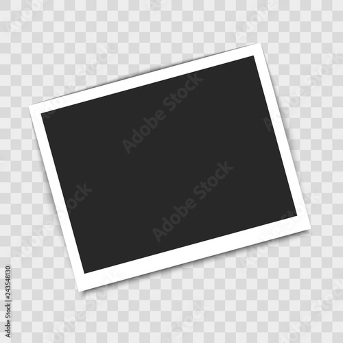 Realistic empty photo frame on transparent background. Vector illustration for your design.