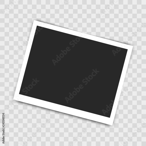 Realistic empty photo frame on transparent background. Vector illustration for your design.