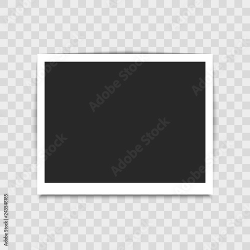 Realistic empty photo frame on transparent background. Vector illustration for your design.