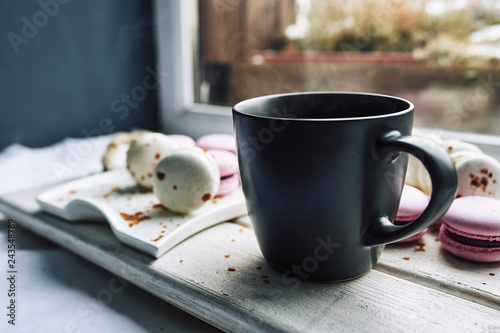 cake and coffee on the table