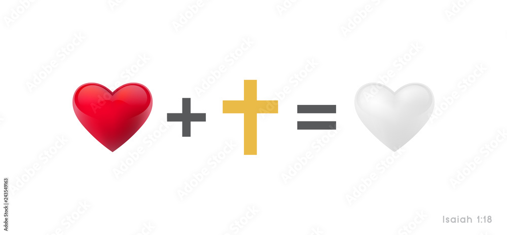 Get rid of sin! Purification of the heart! Isolated in white background. Vector illustration