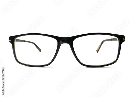 Black glasses on white background
