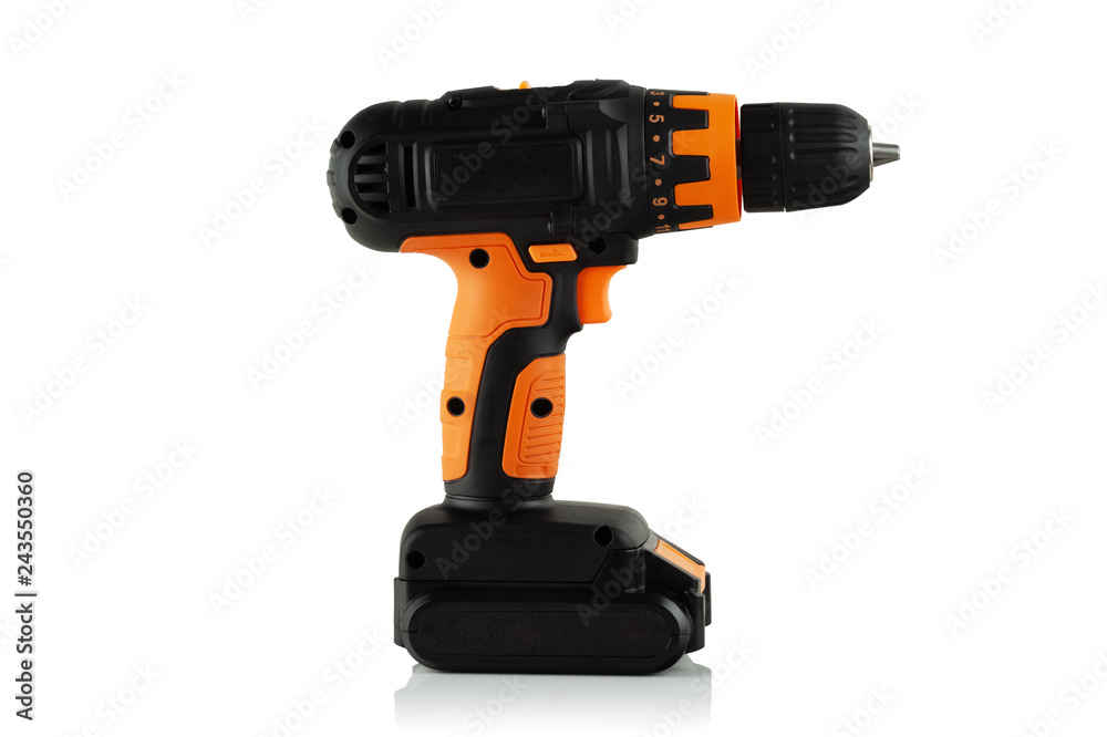 cordless drill on white background