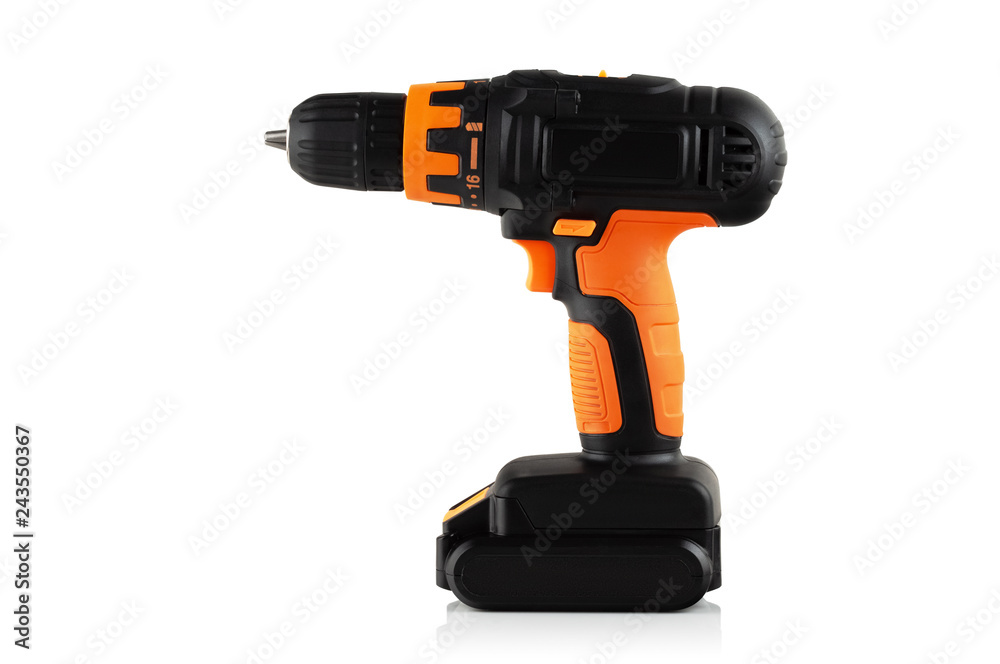 cordless drill on white background