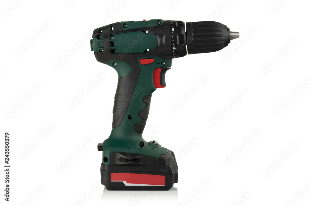 cordless drill on white background