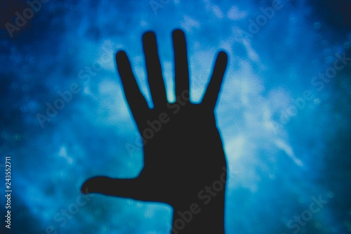 person with open hands, five fingers