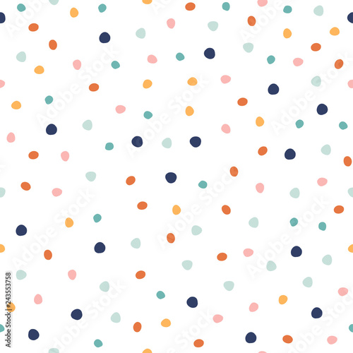 Tapety Kropki  seamless-pattern-with-colorful-dots-confetti-holiday-print-vector-hand-drawn-illustration