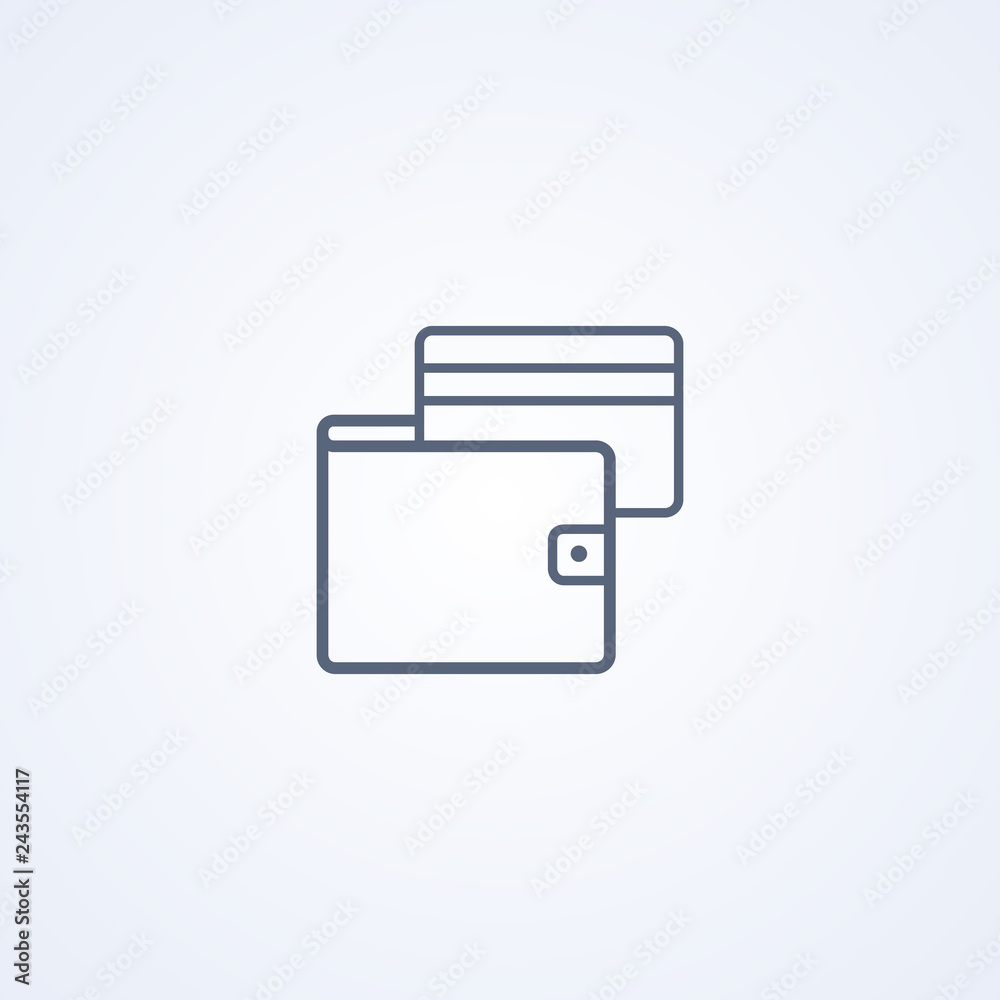 Wallet, credit cart, vector best gray line icon Wallet, credit cart, vector best gray line icon