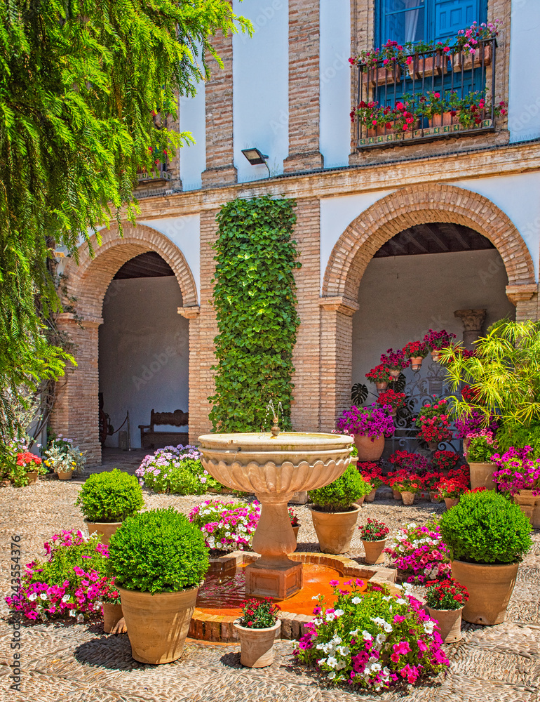 Patio with flower in the old town of Cordoba, Spain