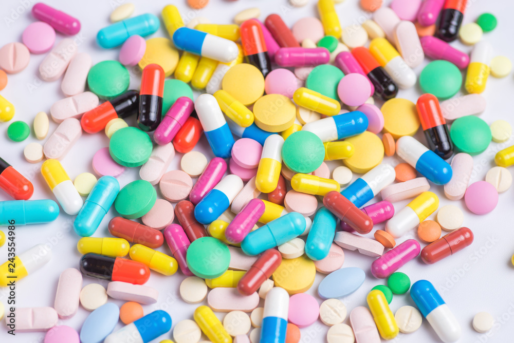 Pills, tablets on a white background Pills, tablets on a white background