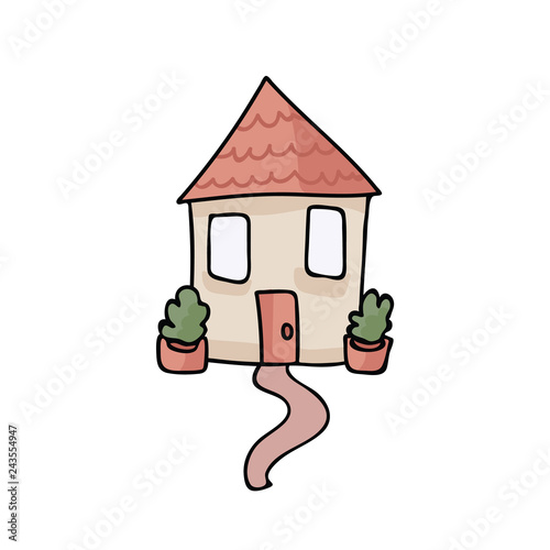 Cute House Spot Illustration for House Warming Scrapbooking