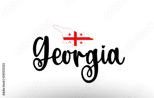 Georgia country big text with flag inside map concept logo