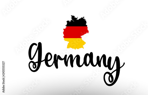Germany country big text with flag inside map concept logo
