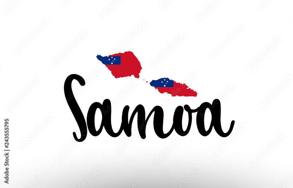 Samoa country big text with flag inside map concept logo Stock Vector