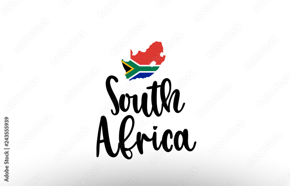 South Africa country big text with flag inside map concept logo