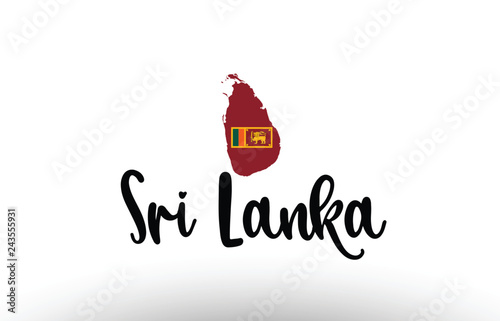 Sri Lanka country big text with flag inside map concept logo