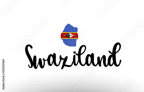 Swaziland country big text with flag inside map concept logo