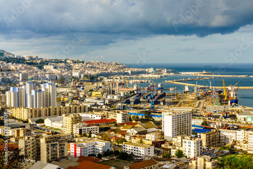 Algiers city sea port view.