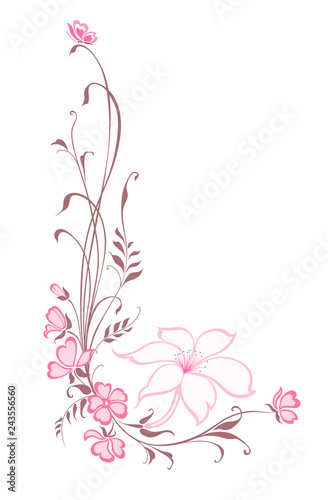 Flowers decorative background. Vertical floral pattern with lilie © prezent