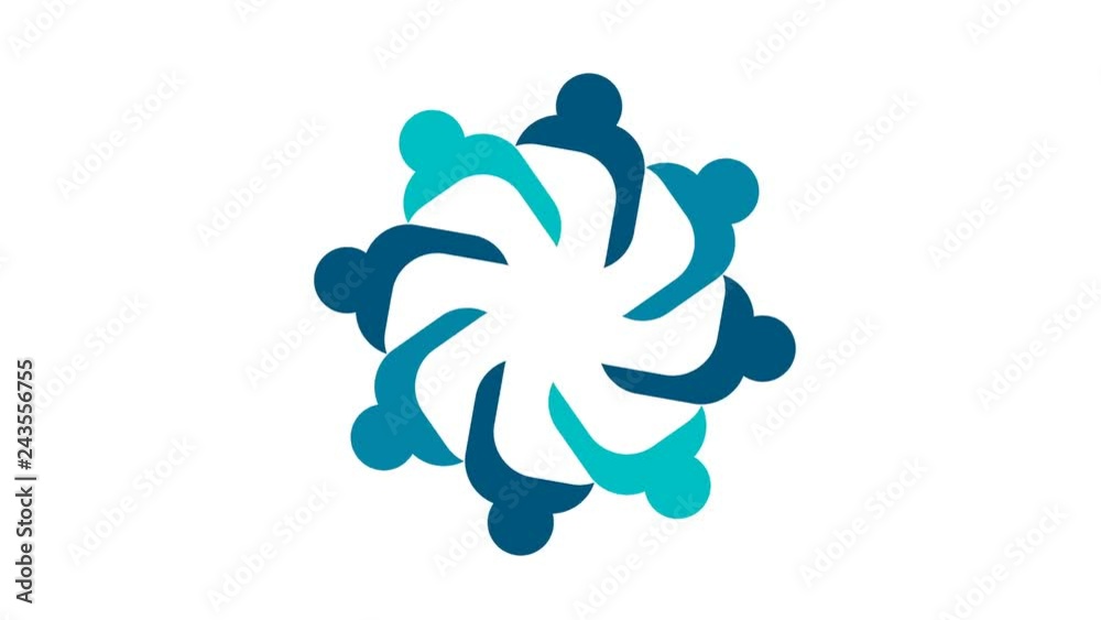 People logo. Group teamwork symbol of eight persons in a circle.4K resolution motion graphic People logo. Group teamwork symbol of eight persons in a circle.4K resolution motion graphic