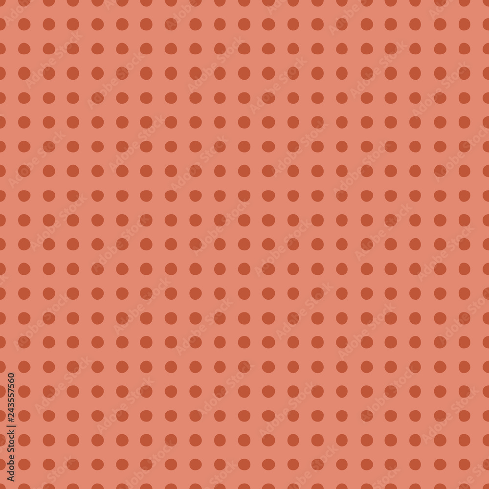 Seamless pattern with polka dot Trendy coral color Vector illustration