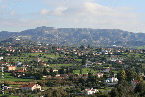 Panoramic view of a mediterranean village Pyrgos  Limassol district  Cyprus in January