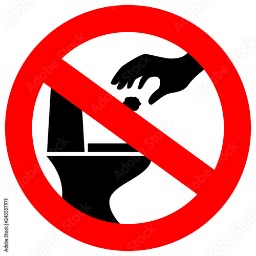 No littering in toilet vector sign