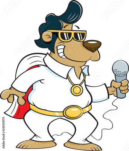 Cartoon illustration of a bear dressed as a Rock and Roll singer.