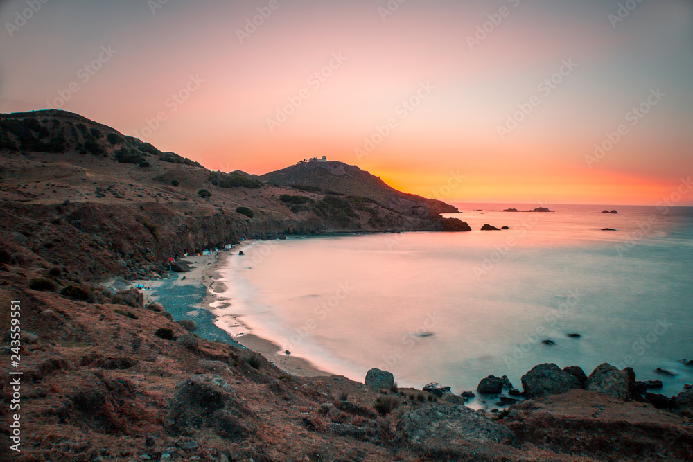 sunset on coast of sea, cap de fer, algeria