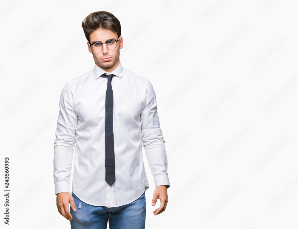 Young business man wearing glasses over isolated background depressed and worry for distress, crying angry and afraid. Sad expression. Young business man wearing glasses over isolated background depressed and worry for distress, crying angry and afraid. Sad expression.