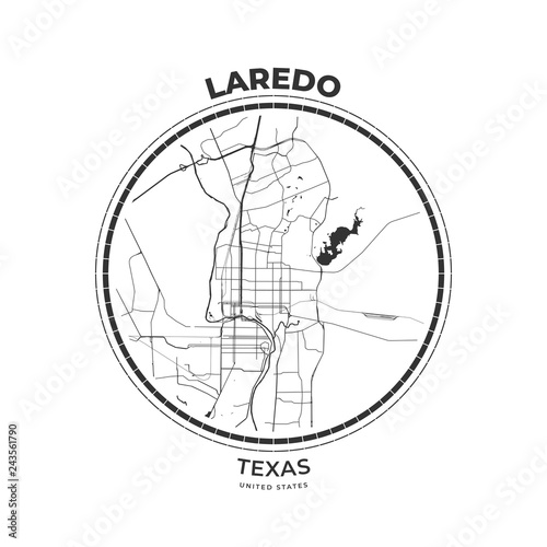 T-shirt map badge of Laredo, Texas photo