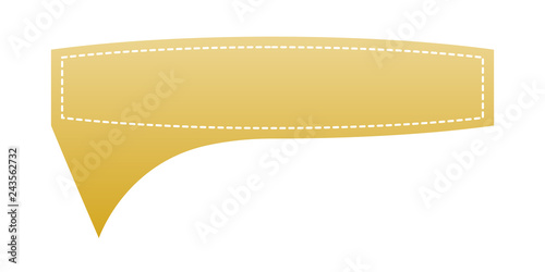 Embroidered gold ribbon isolated on white. Can be used for banner, award, sale, icon, logo, label etc. Vector illustration