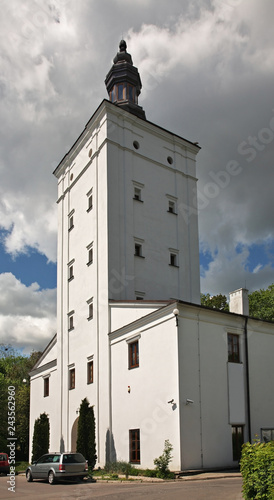 Castle tower at Radziwill park in Biala Podlaska. Poland photo