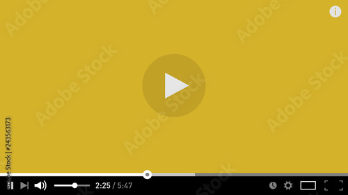 Yellow simple modern video player design template for web and mobile apps flat style. Vector illustration