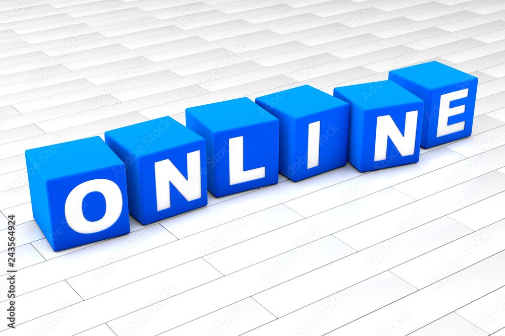 3D rendered illustration of the word Online.