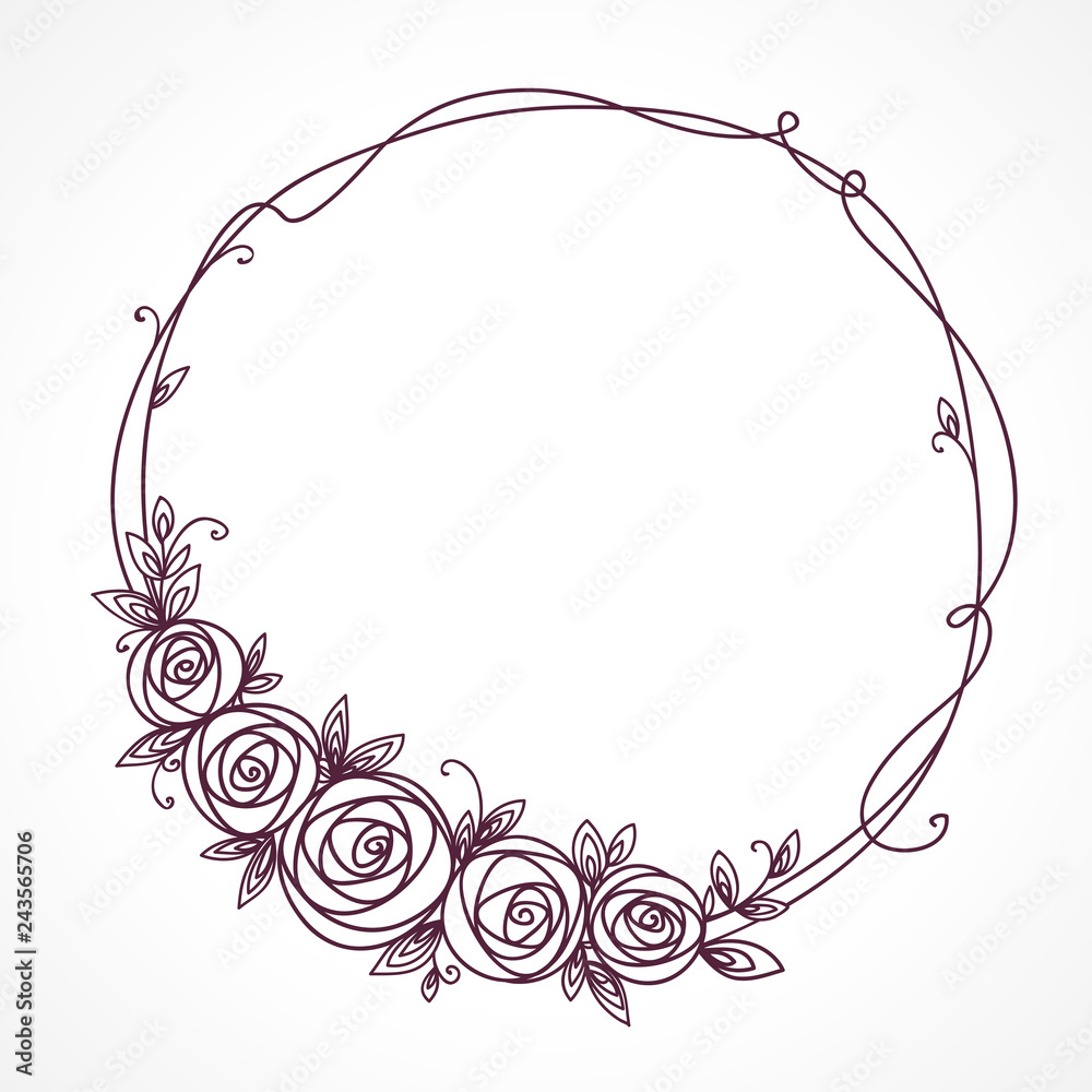 custom made wallpaper toronto digitalFloral frame. Abstract line elegant element for wedding , birthday, valentines day and other romantic design. Wreath of rose flowers.