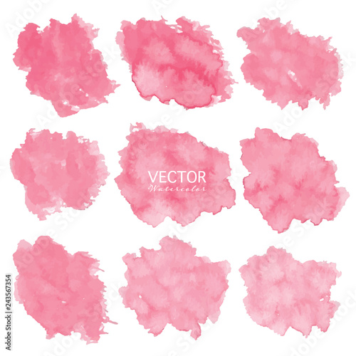 Set of red watercolor background, Brush stroke logo, Vector illustration.