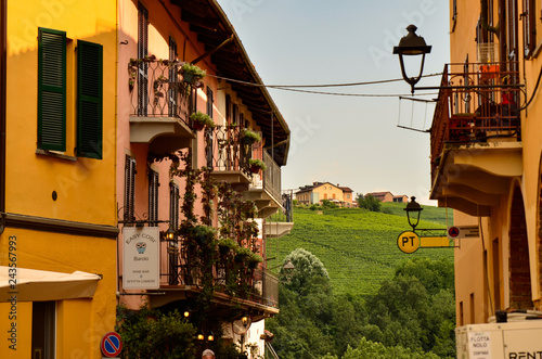 Fototapeta Naklejka Na Ścianę i Meble -  Barolo, province of Cuneo, Piedmont, Italy. July 2018. The alleys of the old town.