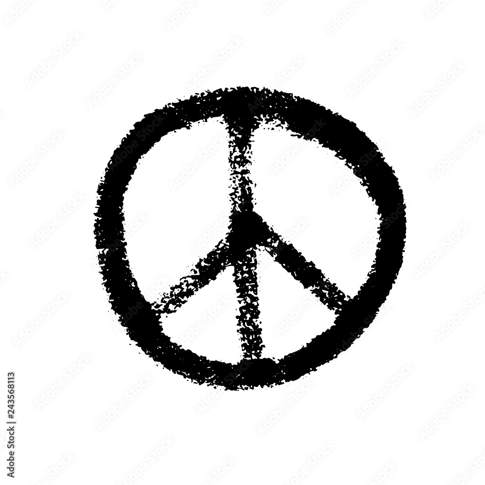 Handdrawn pacifist sign, peace symbol, black brush paint. Hippie grunge  icon on a white background. Vector Stock Vector | Adobe Stock