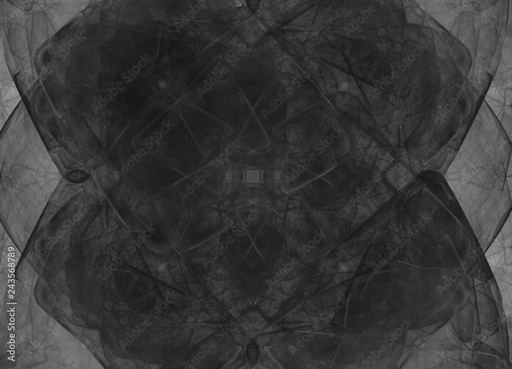 Fototapeta premium Black and white background. Fantasy pattern texture. Digital art. 3D rendering. Computer generated image